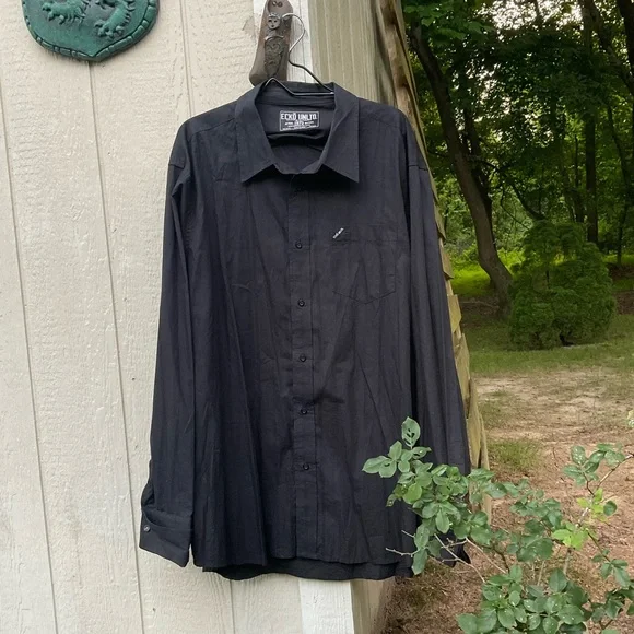 Men’s Ecko Unltd. Classic Studded Black Velvet Accented Button Down Shirt! - Picture 9 of 11